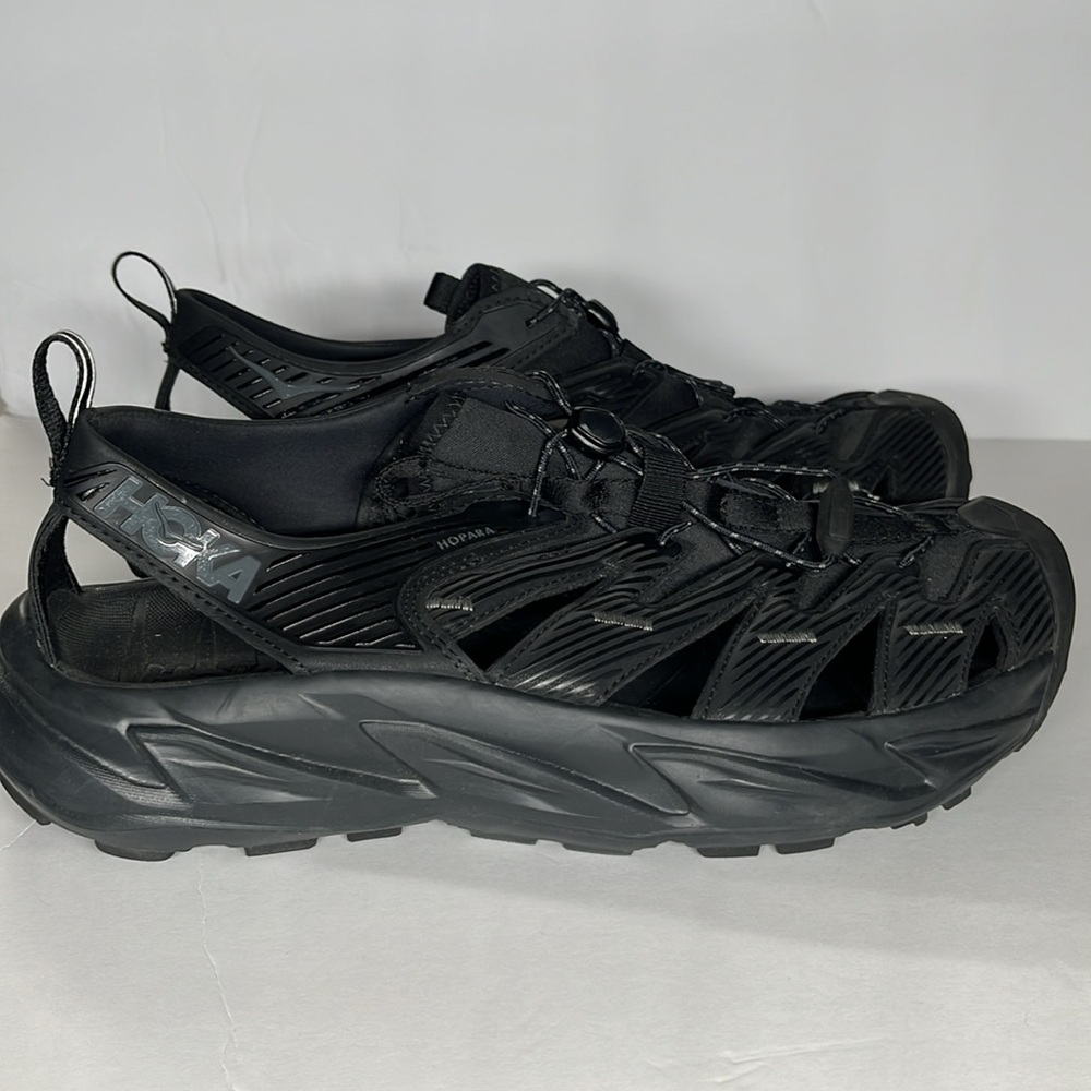 HOKA Black Hopara Sandals Size 11.5 - Picture 5 of 7